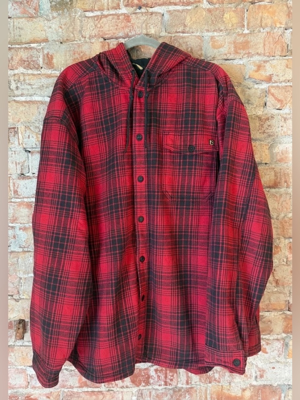 Noble Outfitters Red/Black Plaid Hooded Flannel Jacket